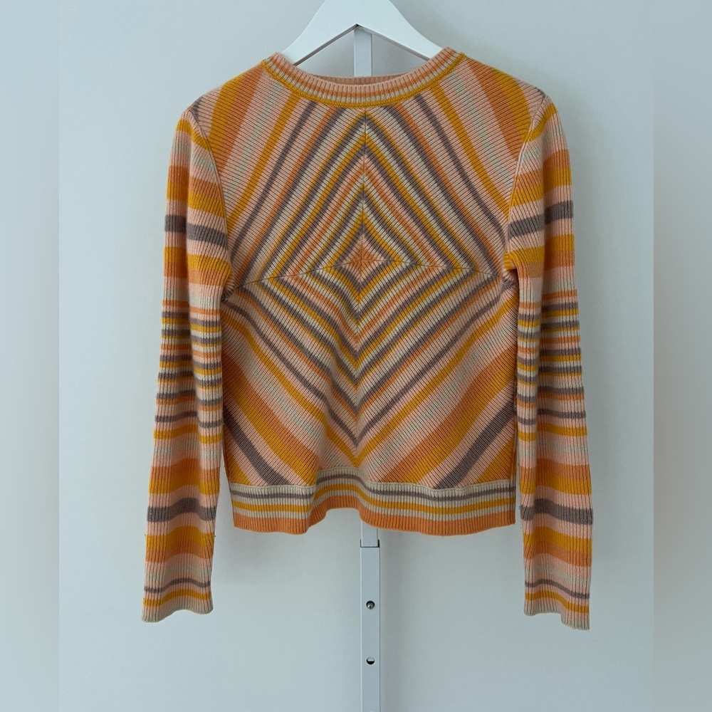 VALENTINO ORANGE MULTI STRIPE CASHMERE JUMPER SIZE M